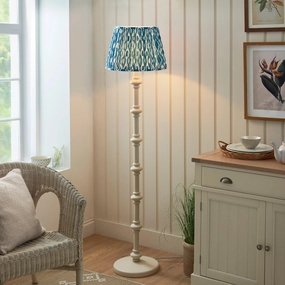 Carnaby White Wooden Floor Lamp & Ikat 40cm Marlin Blue Shade creative lampshade design
