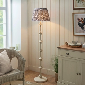 Carnaby White Wooden Floor Lamp & Ikat 40cm Pearl Grey Shade creative lampshade design