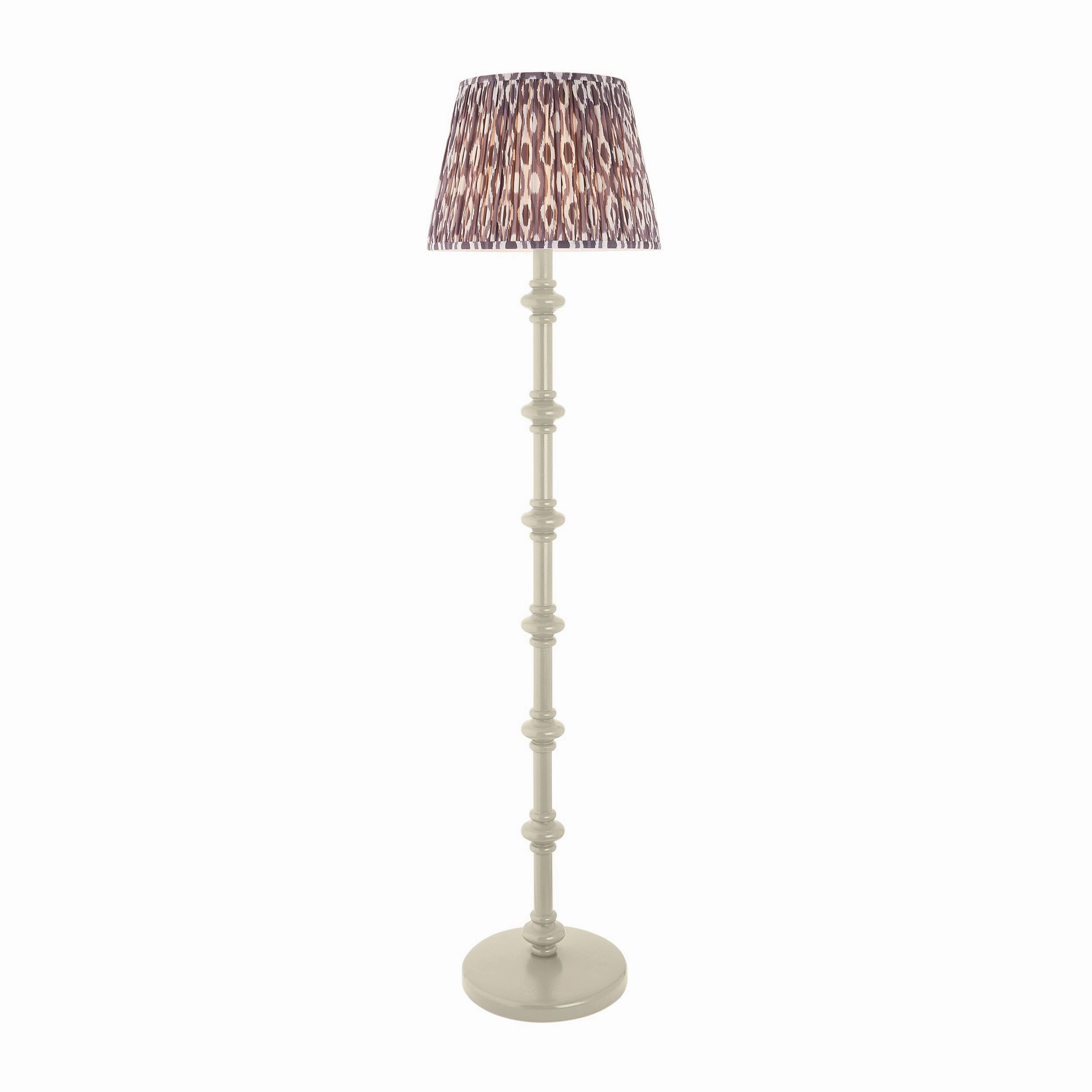 Carnaby White Wooden Floor Lamp & Ikat 40cm Pearl Grey Shade