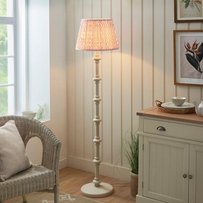 Carnaby White Wooden Floor Lamp & Ripple 40cm Coral Pink Shade creative lampshade design