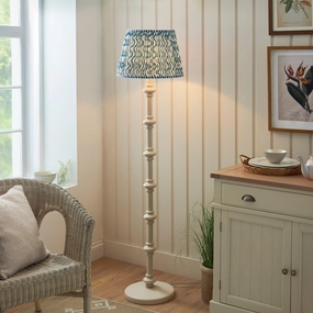 Carnaby White Wooden Floor Lamp & Ripple 40cm Marlin Blue Shade creative lampshade design