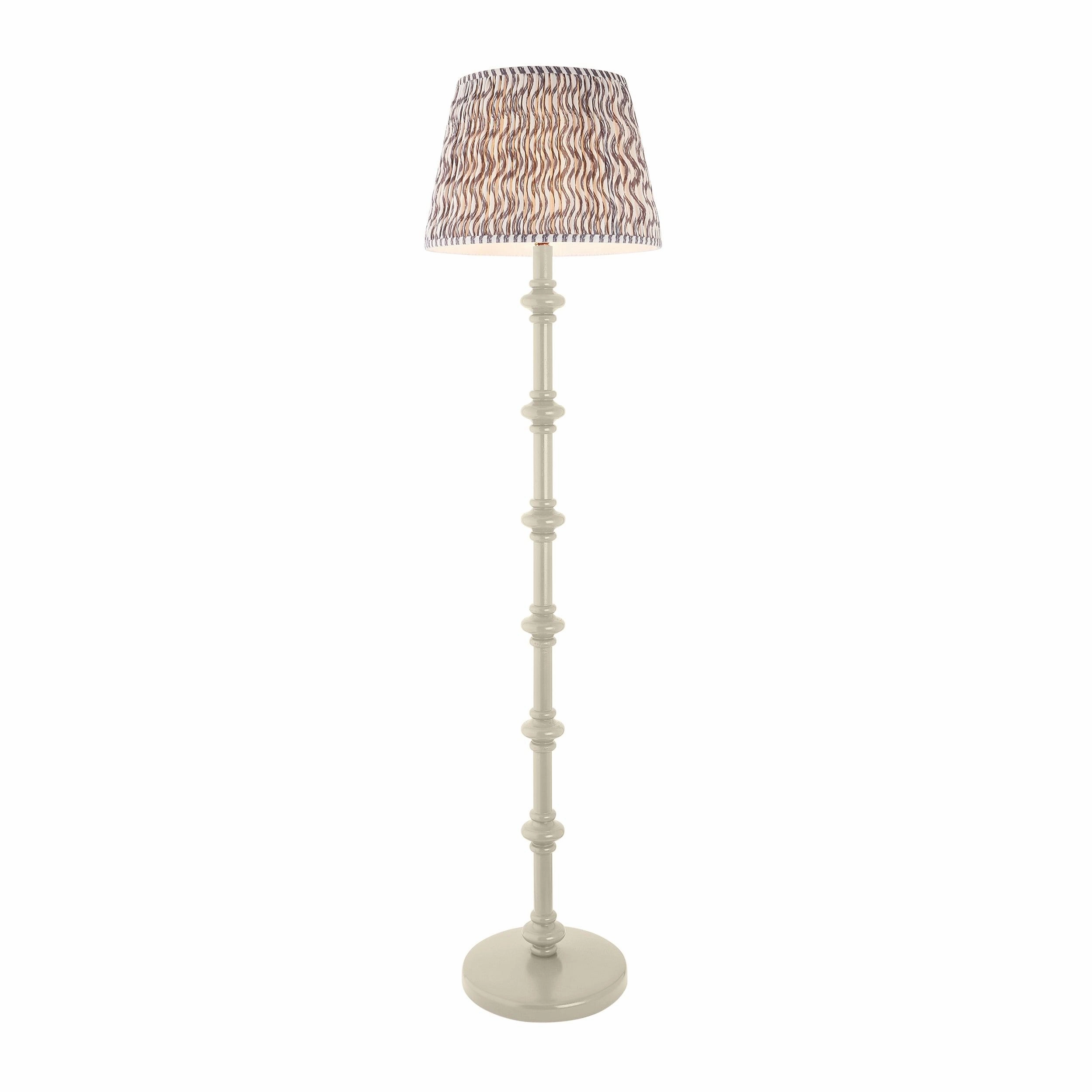 Carnaby White Wooden Floor Lamp & Ripple 40cm Pearl Grey Shade