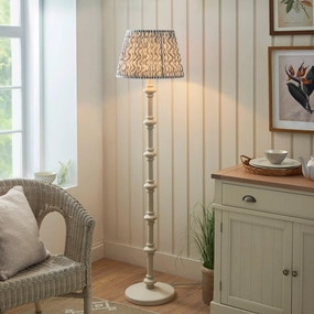 Carnaby White Wooden Floor Lamp & Ripple 40cm Pearl Grey Shade creative lampshade design