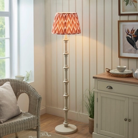 Carnaby White Wooden Floor Lamp & Zigzag 40cm Apricot Orange Shade creative lampshade design