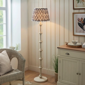 Carnaby White Wooden Floor Lamp & Zigzag 40cm Pearl Grey Shade creative lampshade design