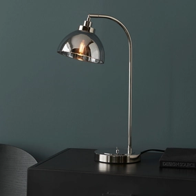 Caspa Nickel & Smoked Mirror Glass Shade Task Table Lamp energy-saving LED light