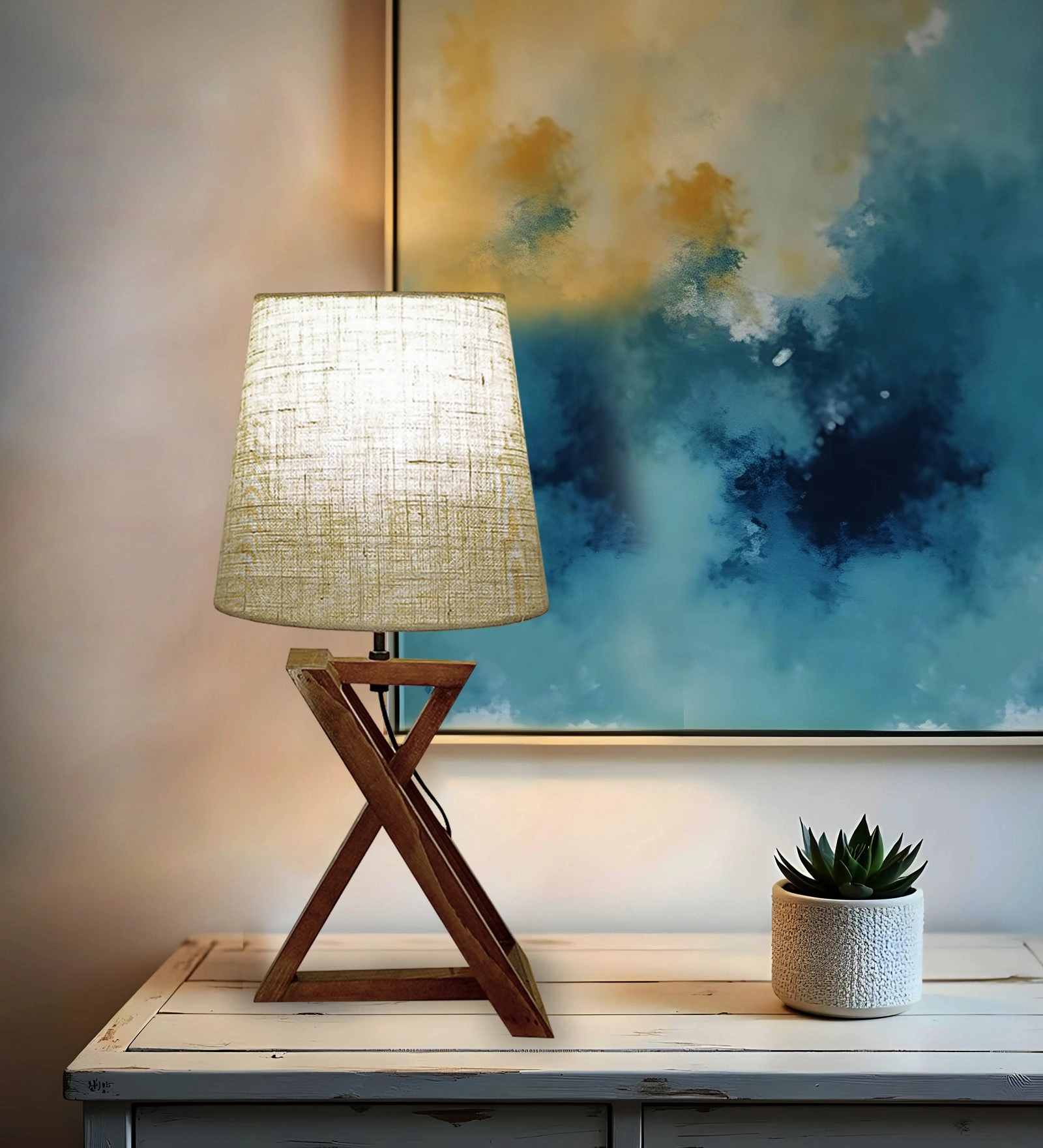 Catapult Brown Wooden Table Lamp with Black Fabric Lampshade (BULB NOT INCLUDED) decorative ceiling fixture