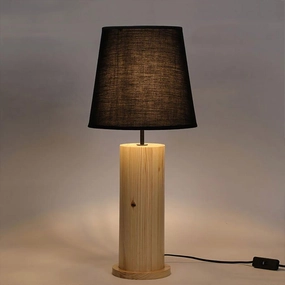 Cedar Beige Wooden Table Lamp with Black Fabric Lampshade decorative ceiling fixture