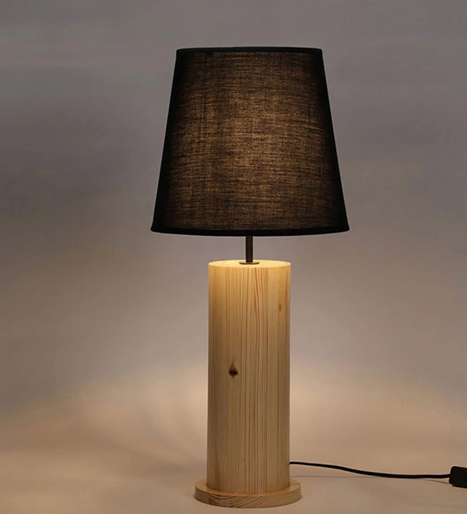 Cedar Brown Wooden Table Lamp with Yellow Printed Fabric Lampshade (BULB NOT INCLUDED) decorative ceiling fixture