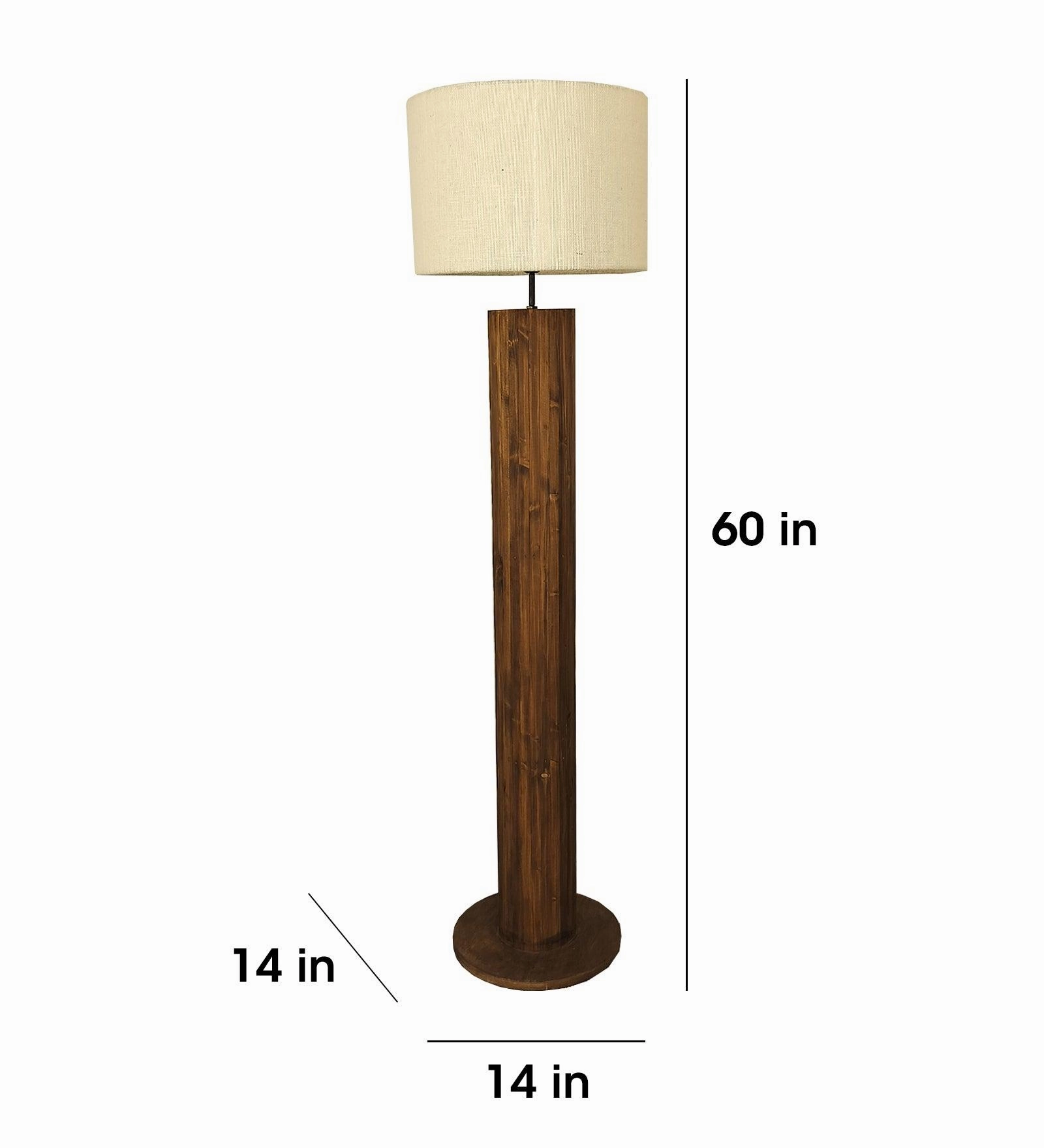 Cedar Wooden Floor Lamp with Premium Beige Fabric Lampshade (BULB NOT INCLUDED)