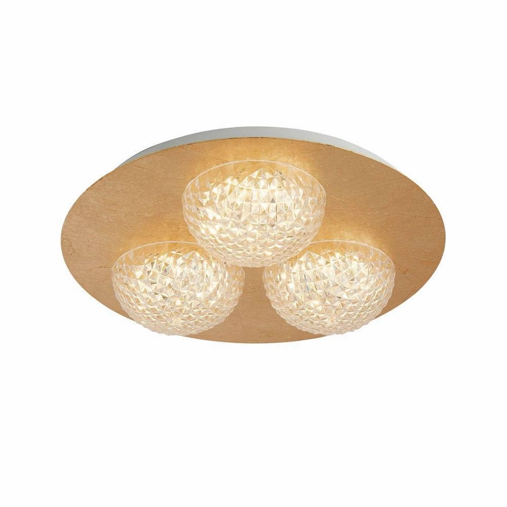 Celestia 3 Light Round LED Flush Ceiling Light - Gold & Acrylic ambient ceiling fixture