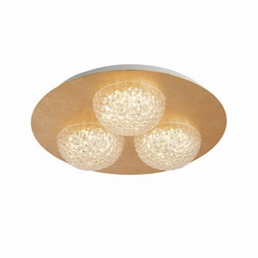 Celestia 3 Light Round LED Flush Ceiling Light - Gold & Acrylic ambient ceiling fixture