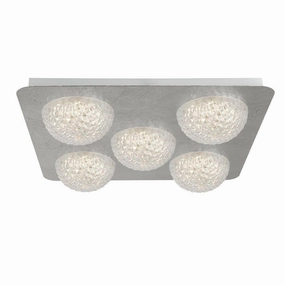 Celestia 5 Light LED Ceiling Flush - Silver Leaf & Acrylic soft glow ceiling light