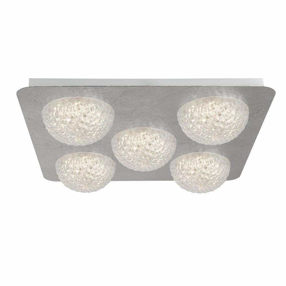Celestia 5 Light LED Ceiling Flush - Silver Leaf & Acrylic soft glow ceiling light