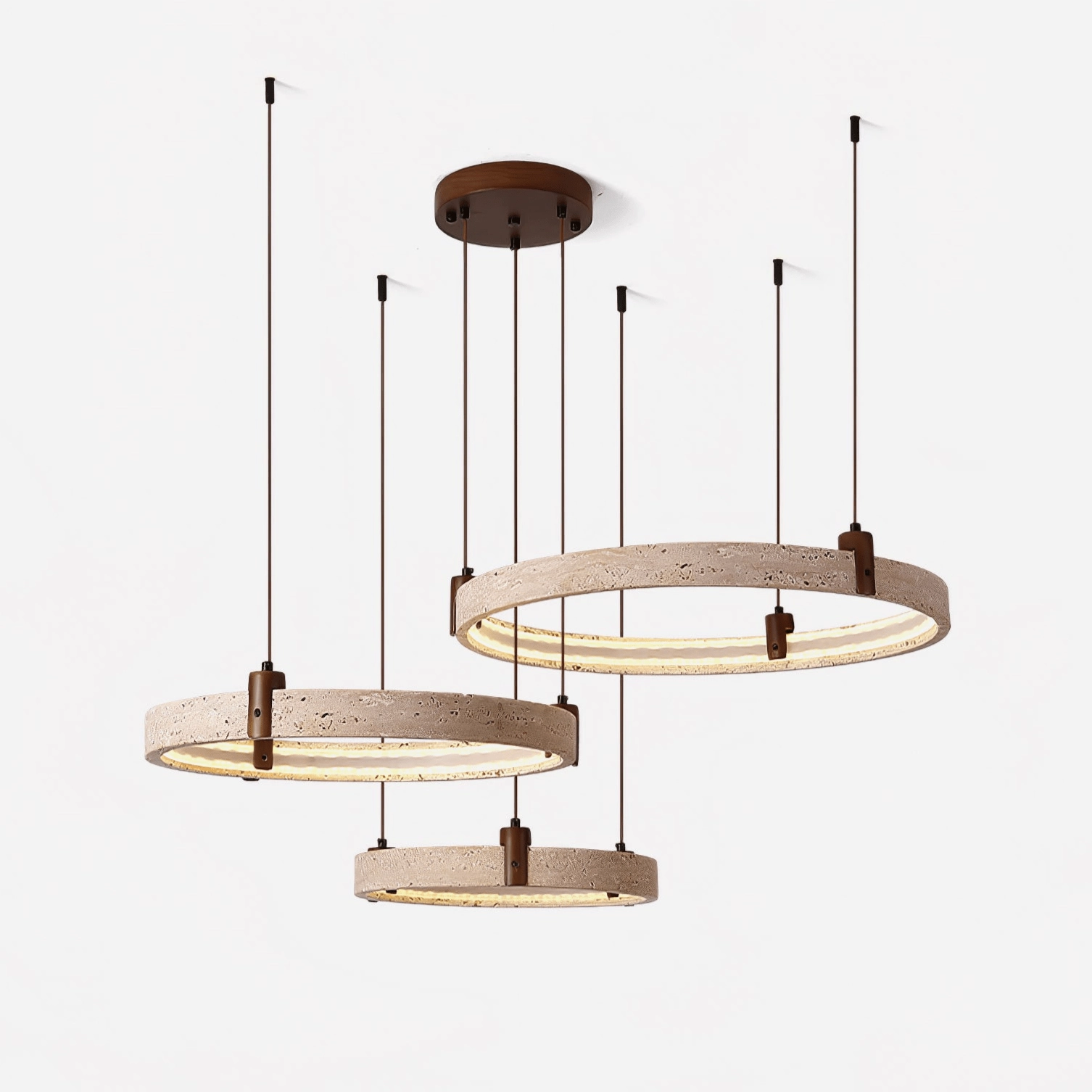 Celestial Orbit Travertine Chandelier minimalist reading light