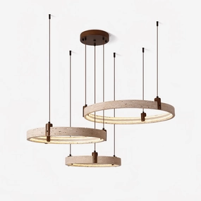 Celestial Orbit Travertine Chandelier minimalist reading light
