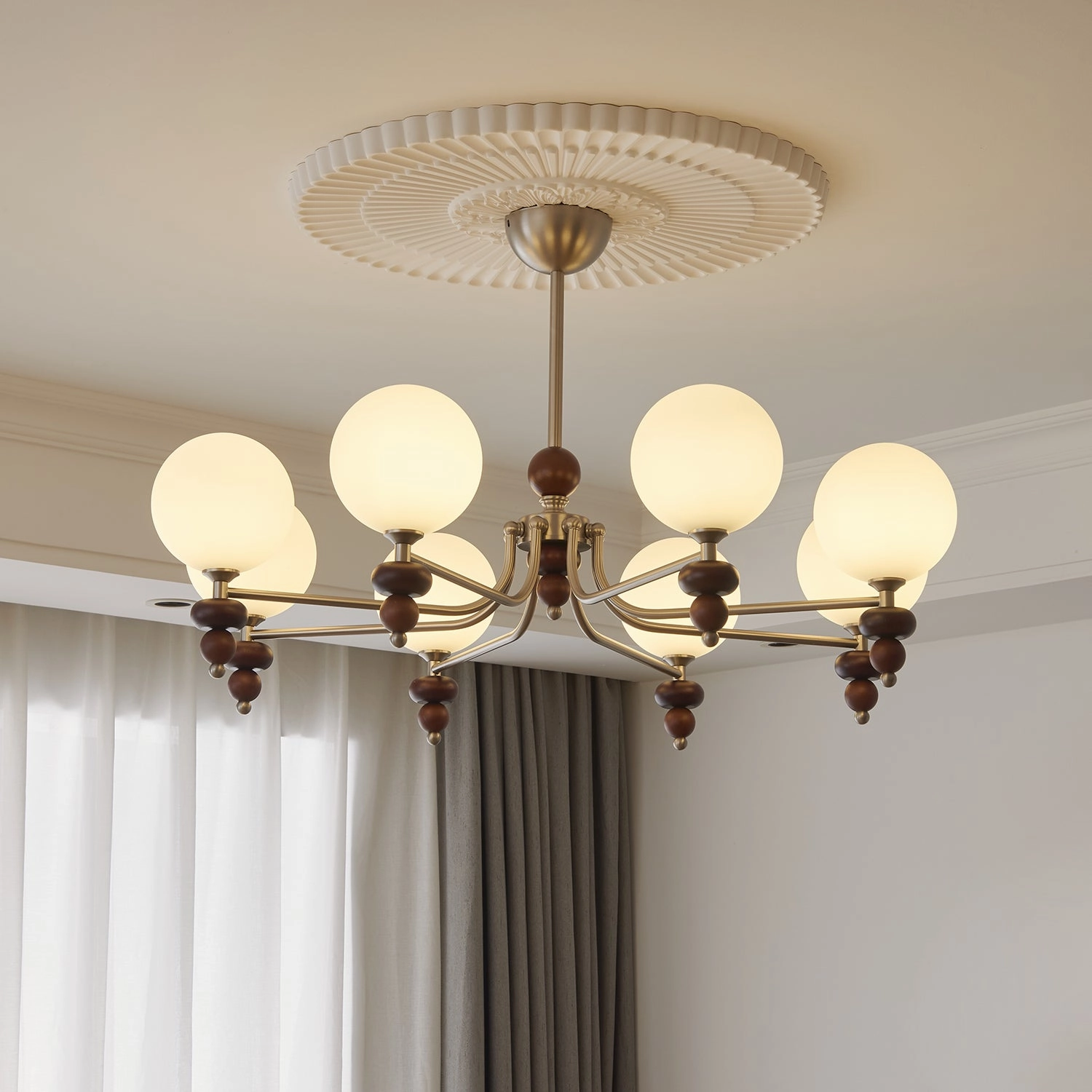 Celestial Sphere Walnut Chandelier