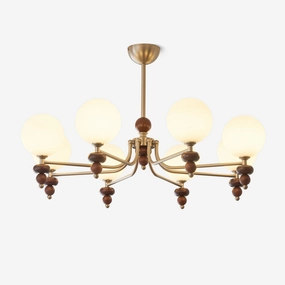 Celestial Sphere Walnut Chandelier minimalist reading light