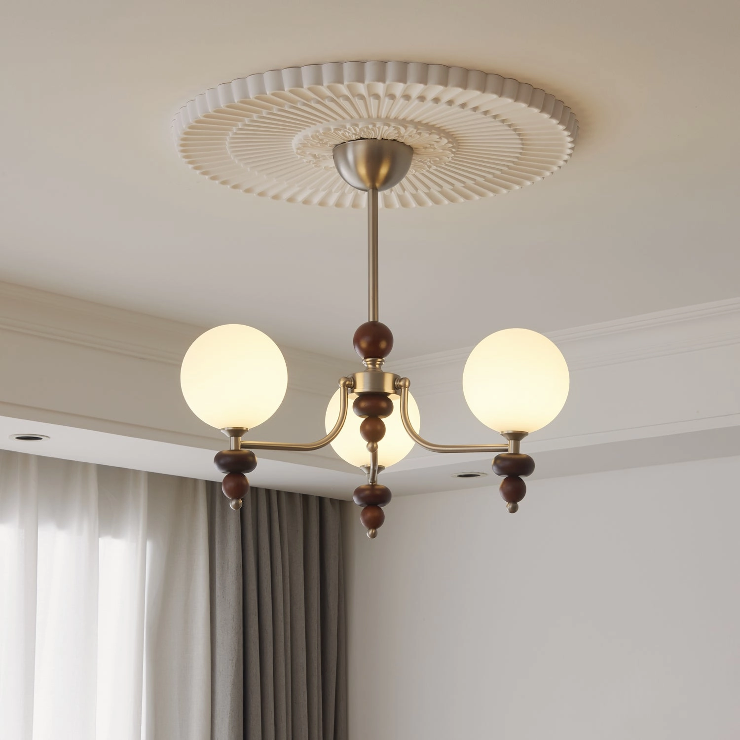 Celestial Sphere Walnut Chandelier