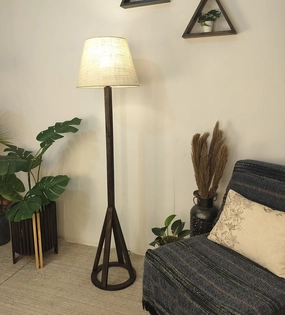 Celine Wooden Floor Lamp with Brown Base and Premium Beige Fabric Lampshade (BULB NOT INCLUDED) creative lampshade design