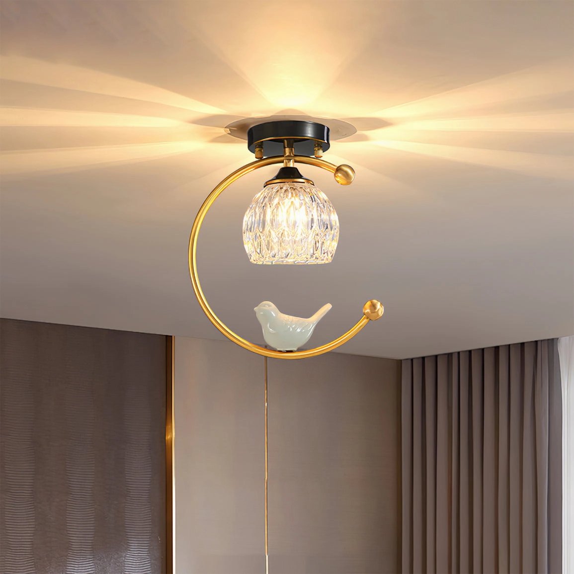 Ceramic Bird Ceiling Lamp