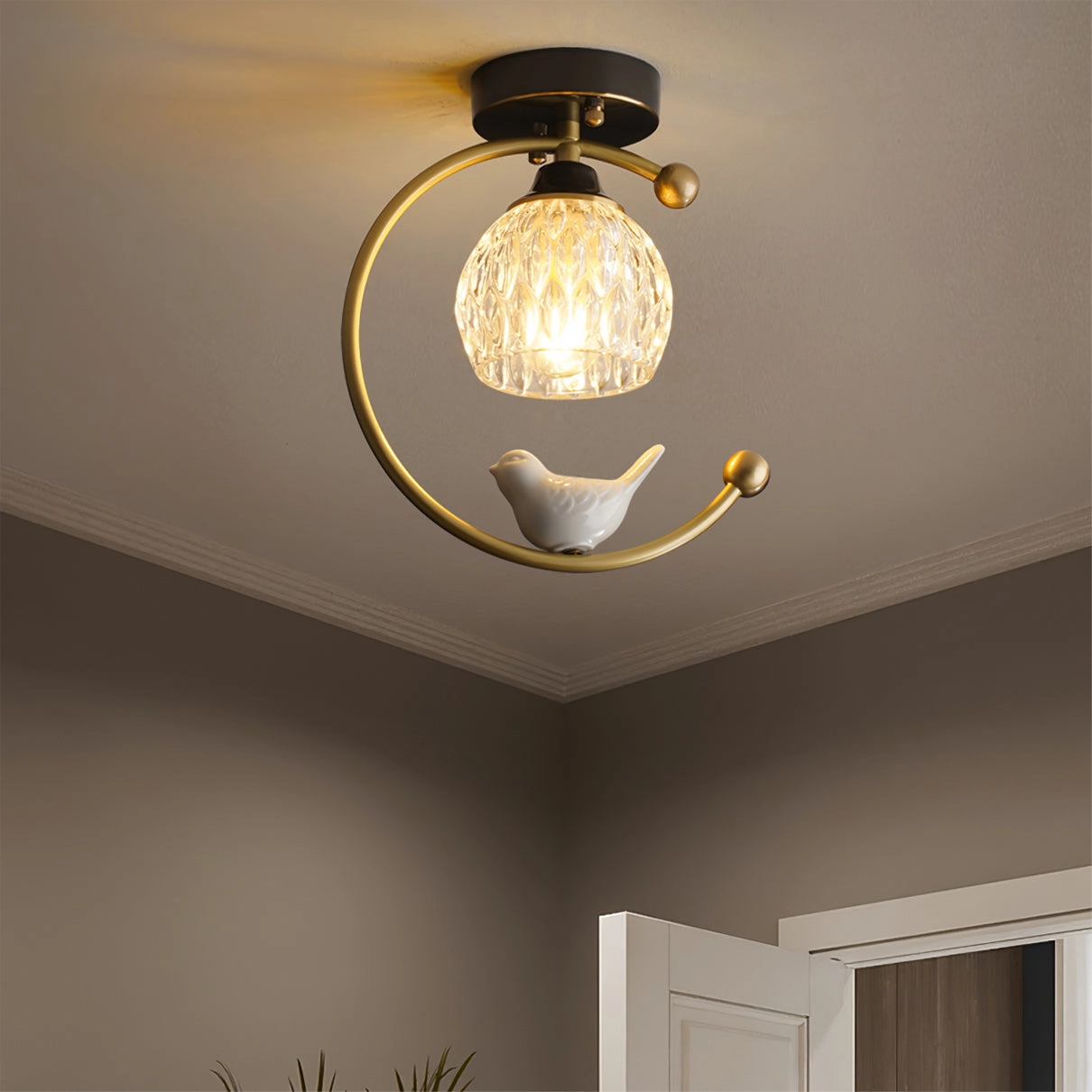 Ceramic Bird Ceiling Lamp