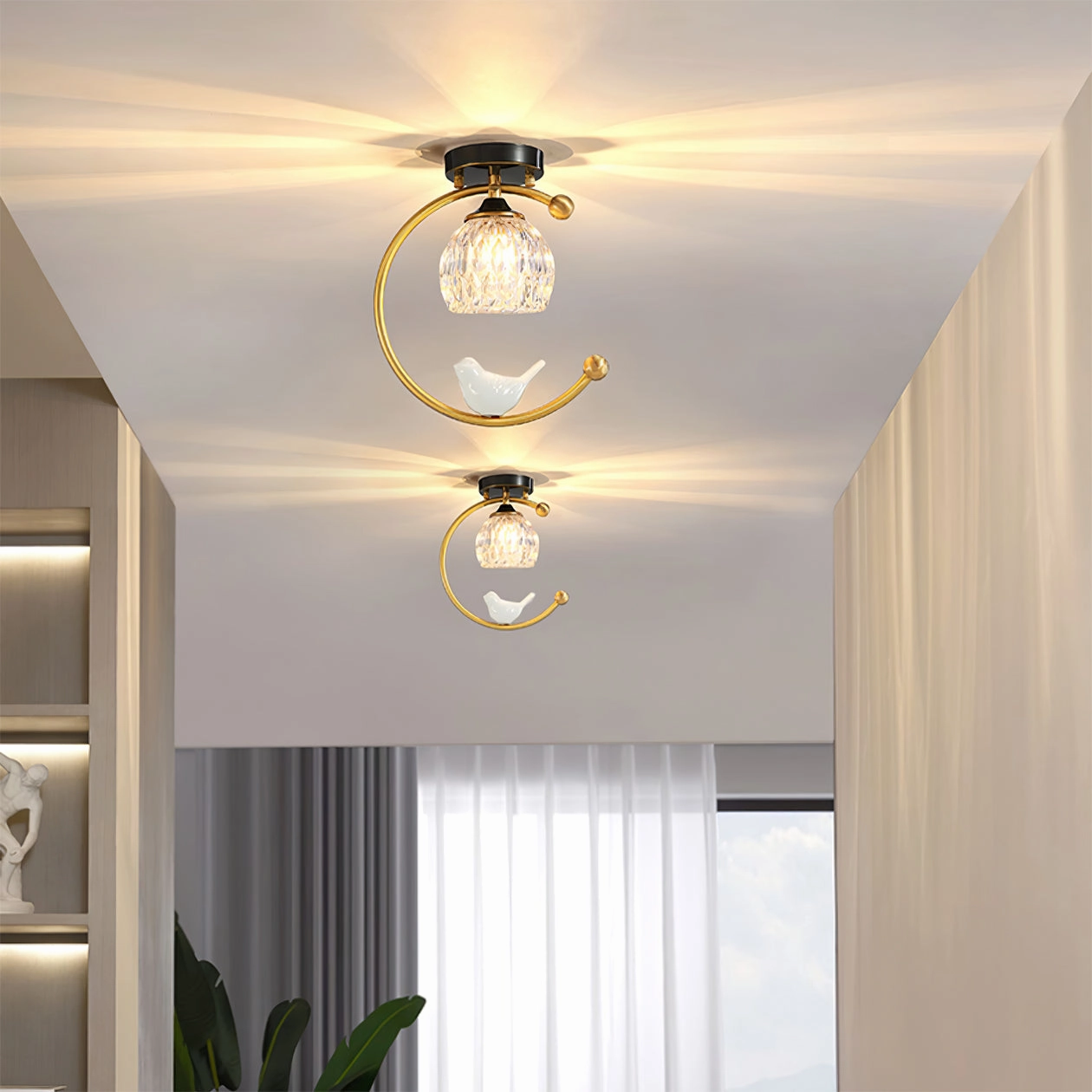 Ceramic Bird Ceiling Lamp