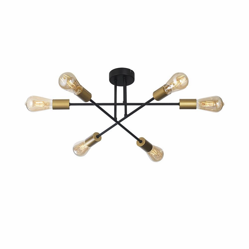 Chanin 6 Light Black Gold Ceiling Light