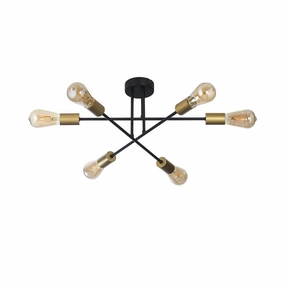 Chanin 6 Light Black Gold Ceiling Light white ceiling lamp