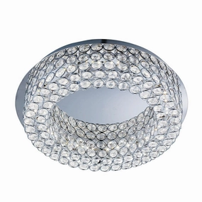 Chantilly LED Chrome Flush Ceiling Light - Button Crystals white ceiling lamp