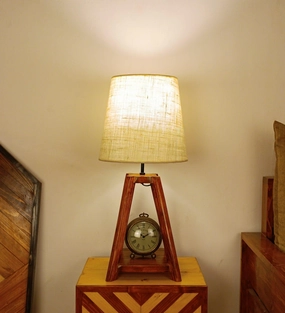 Charlotte Brown Wooden Table Lamp with White Jute Lampshade (BULB NOT INCLUDED) decorative ceiling fixture
