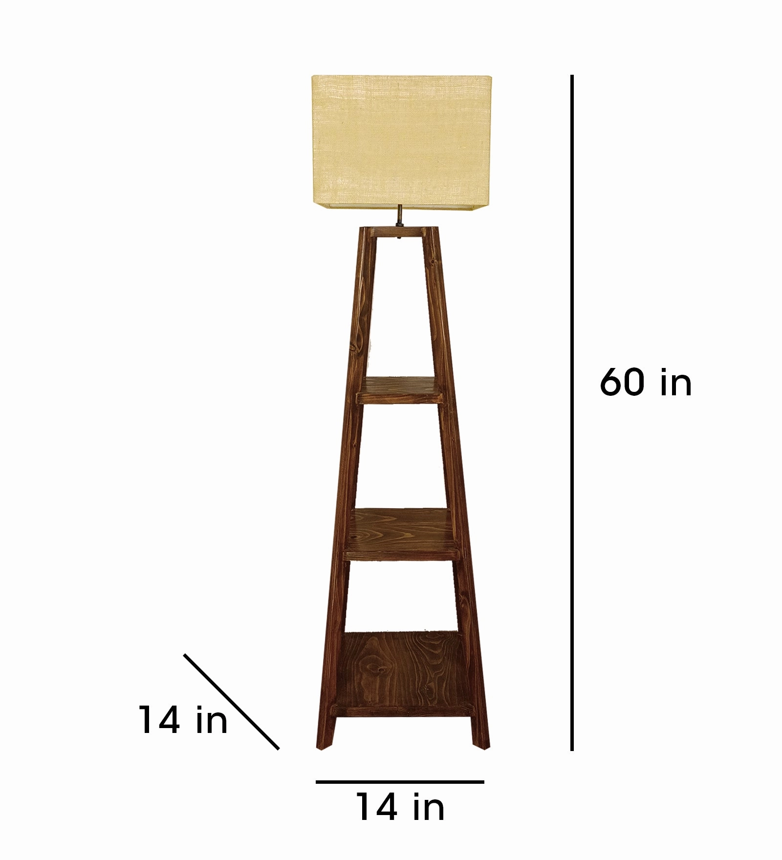 Charlotte Wooden Floor Lamp with Brown Base and Jute Fabric Lampshade (BULB NOT INCLUDED)