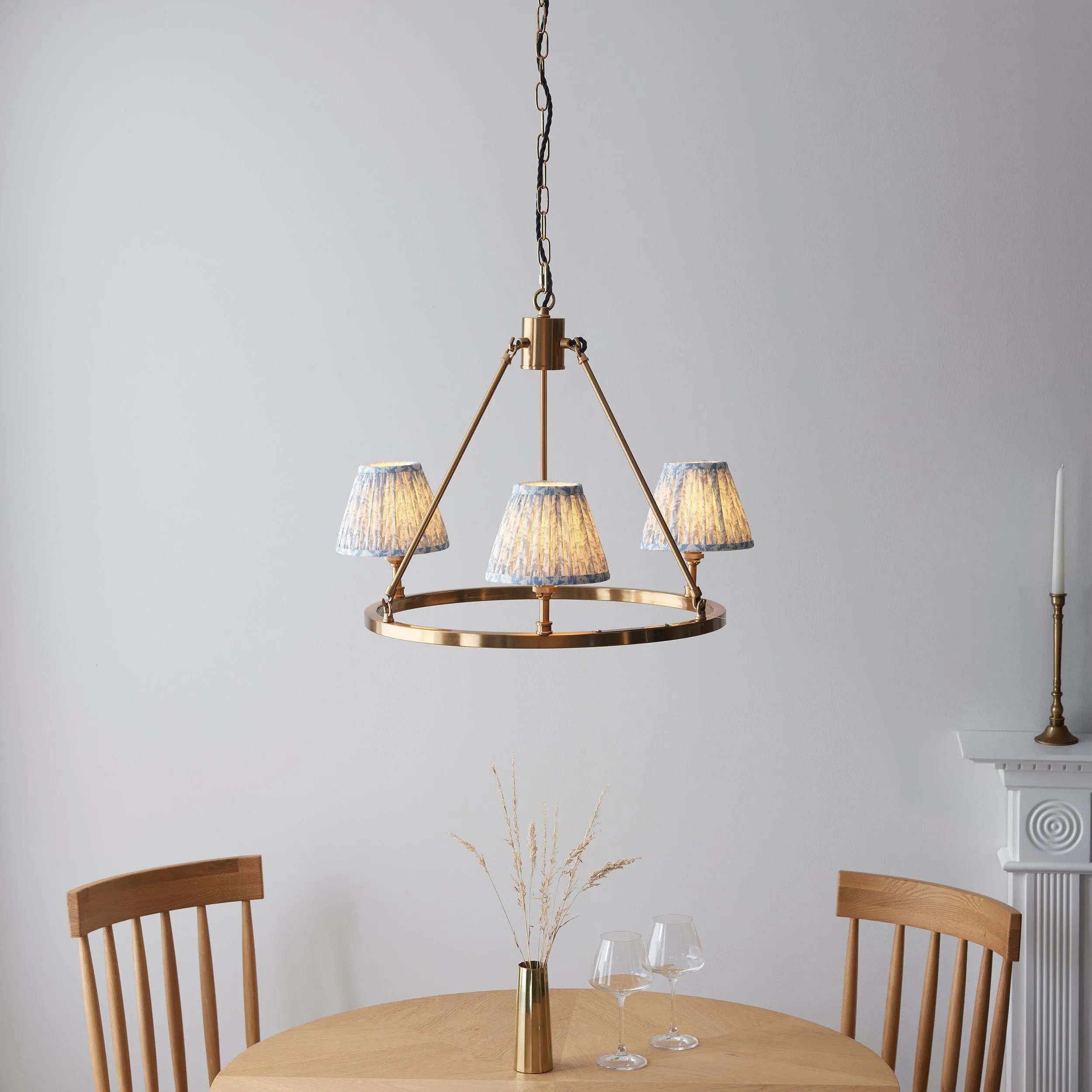 Chester Brass Ceiling Pendant Light With Blue Leaf 16cm Shades flush mount ceiling fixture