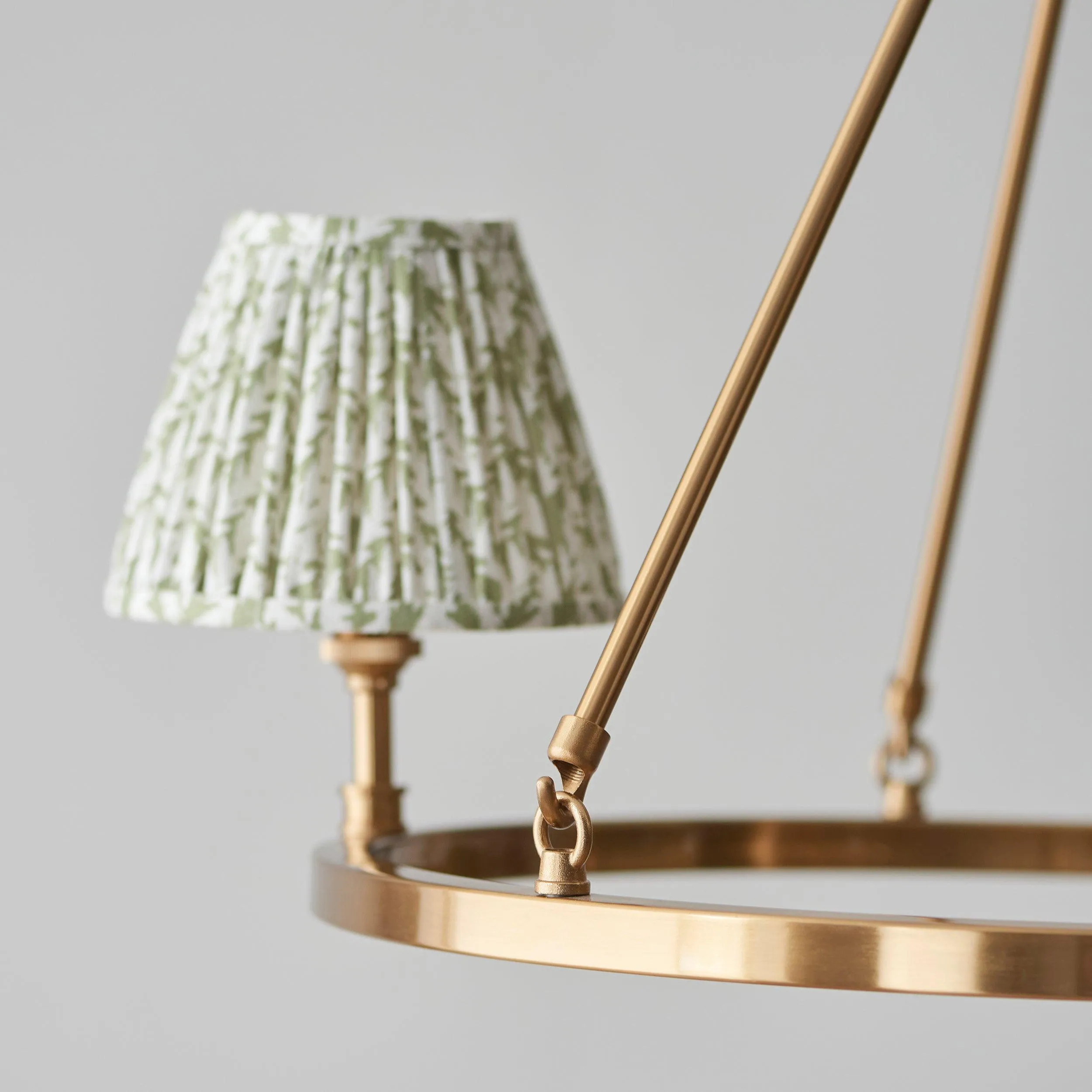 Chester Brass Ceiling Pendant Light With Green Leaf 16cm Shades