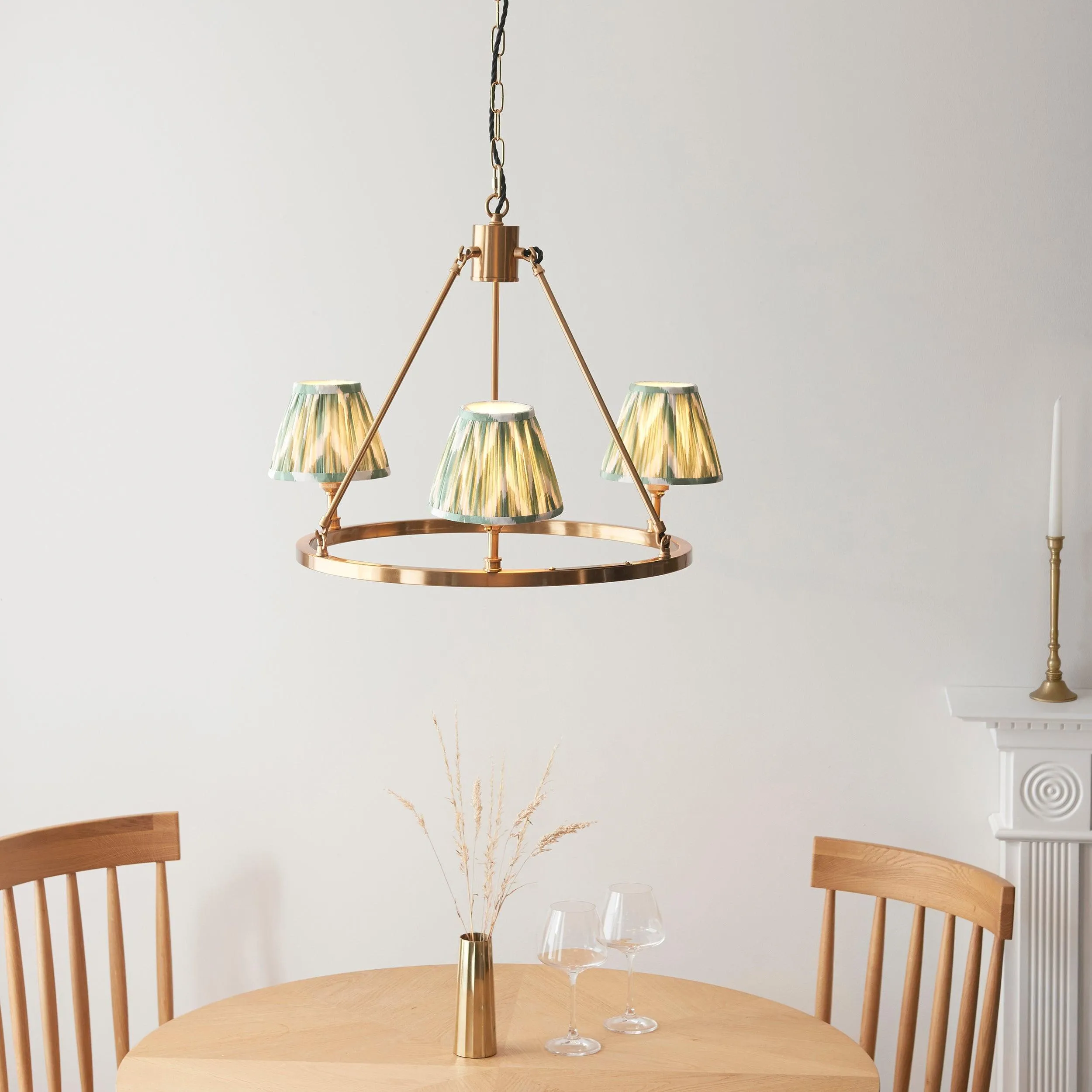 Chester Brass Ceiling Pendant Light With Green Zigzag 16cm Shades flush mount ceiling fixture