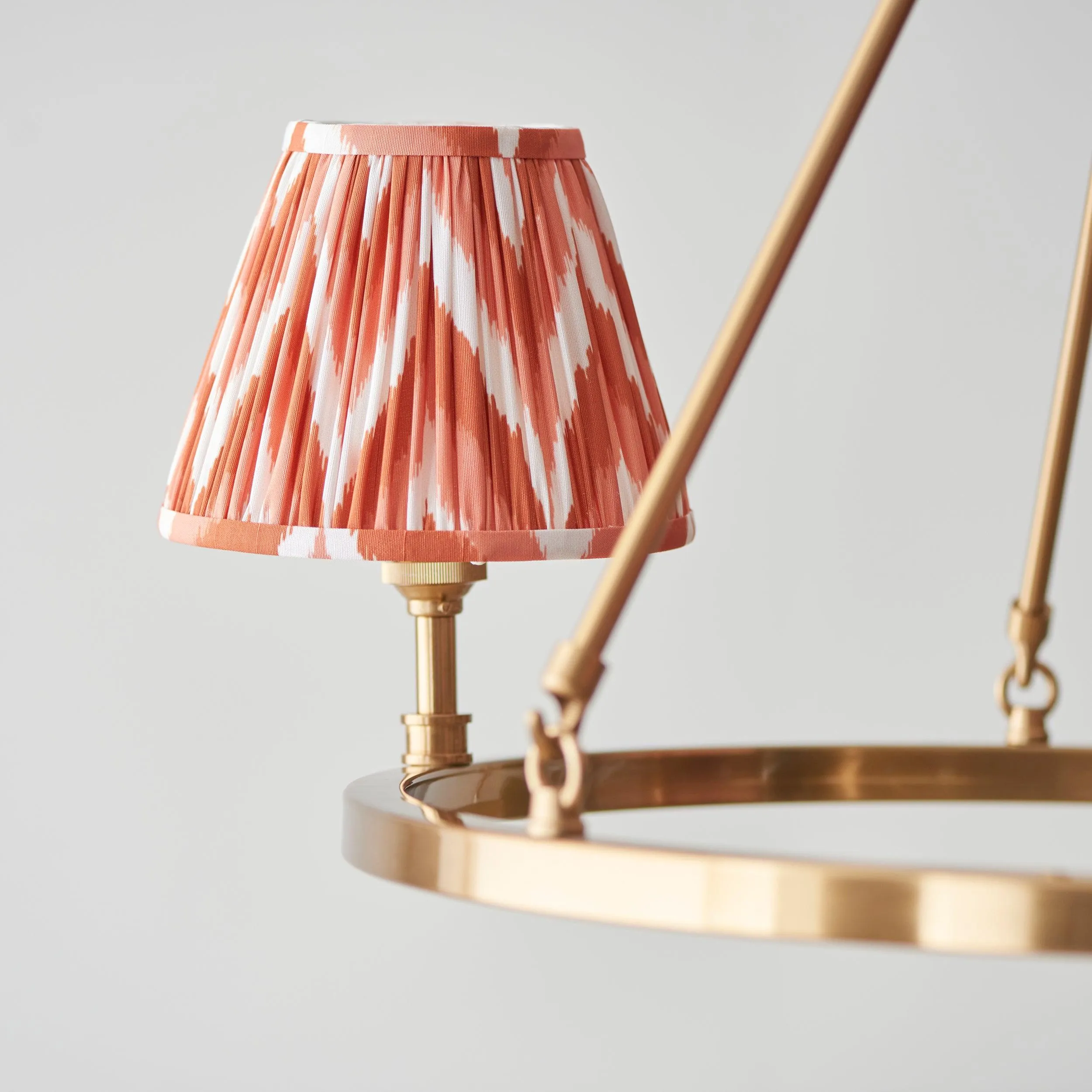 Chester Brass Ceiling Pendant Light With Orange Zigzag 16cm Shades