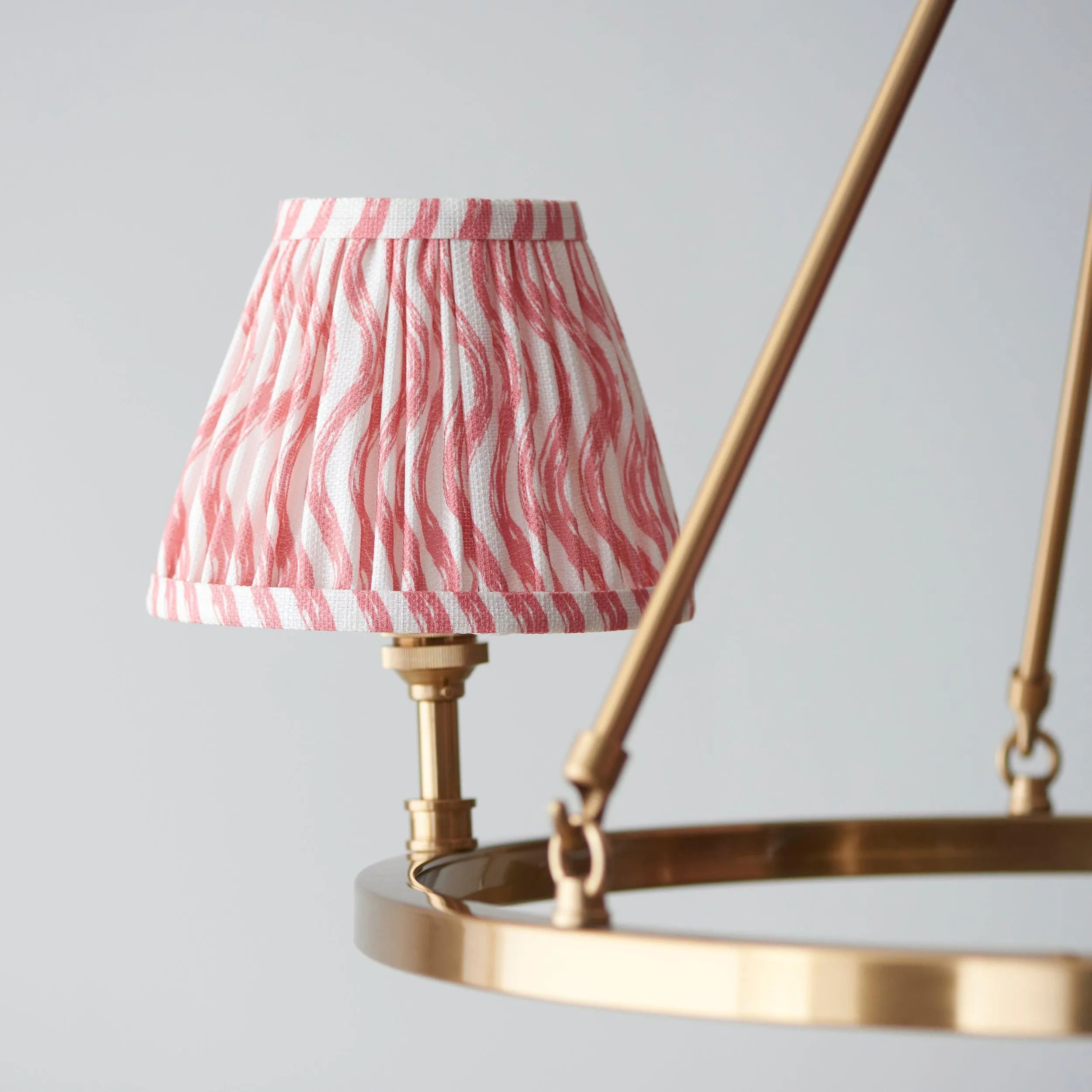 Chester Brass Ceiling Pendant Light With Pink Ripple 16cm Shades