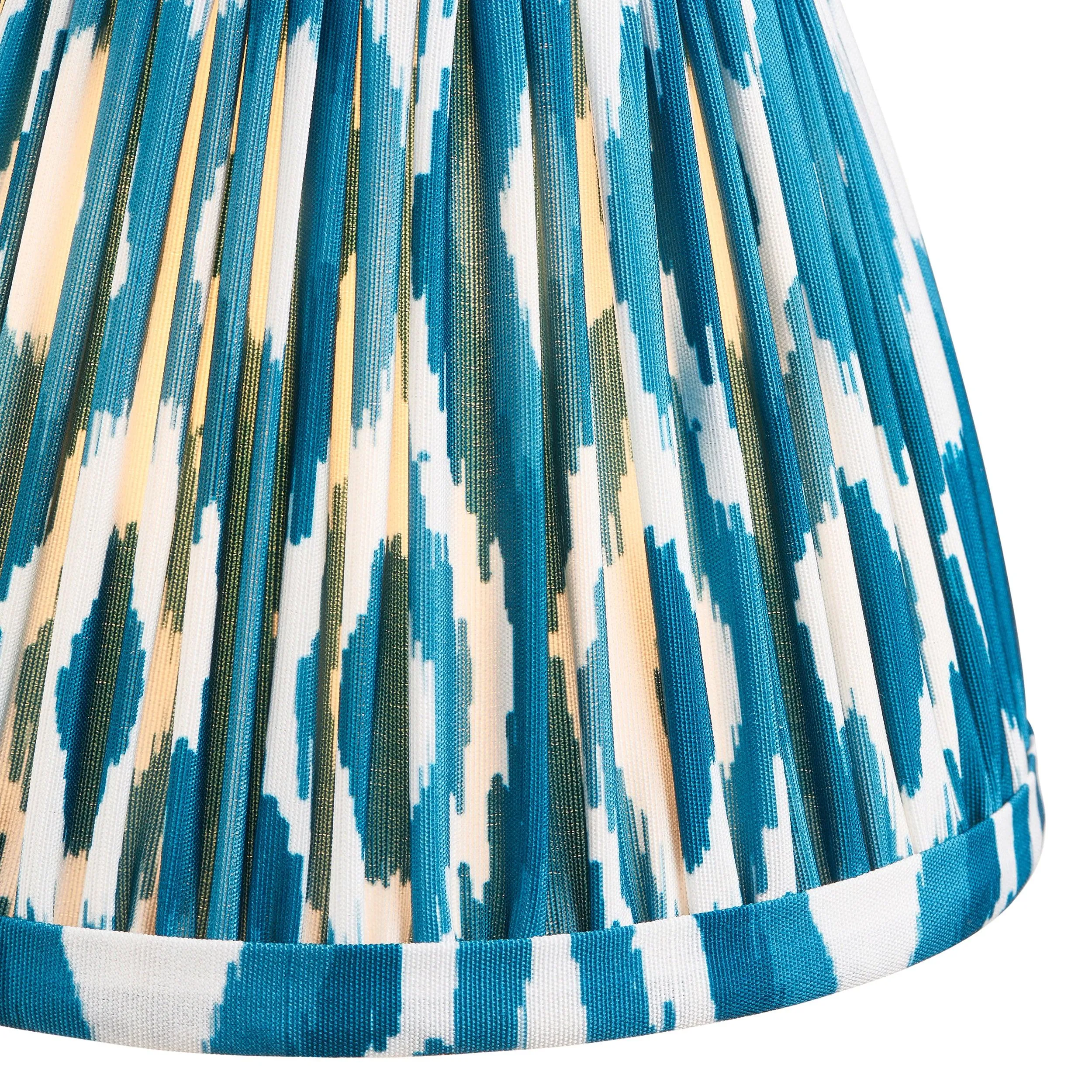 Chester Large Brass Ceiling Pendant Light With Blue Ikat 16cm Shades