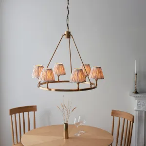 Chester Large Brass Ceiling Pendant Light With Neutral Ikat 16cm Shades flush mount ceiling fixture