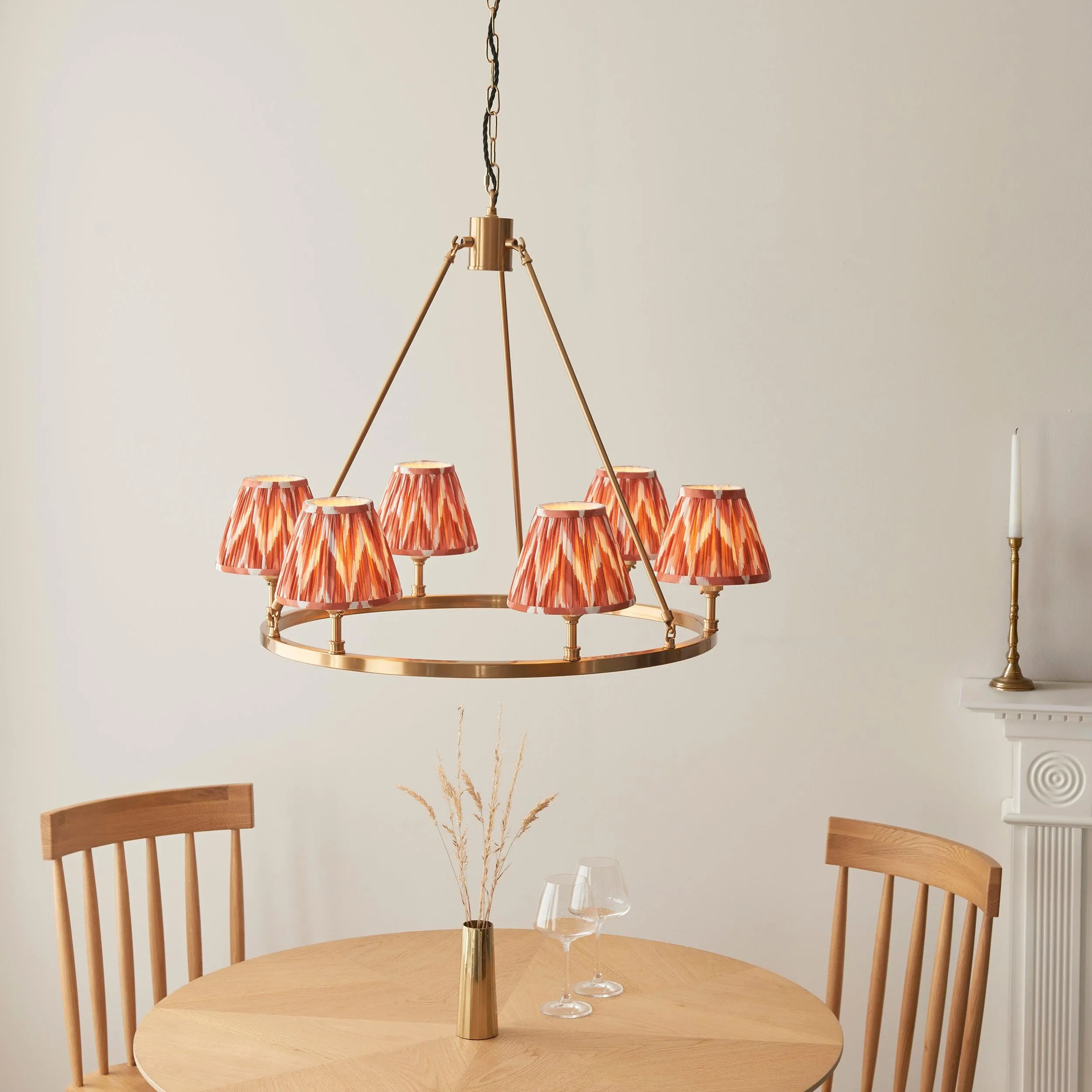 Chester Large Brass Ceiling Pendant Light With Orange Zigzag16cm Shades flush mount ceiling fixture