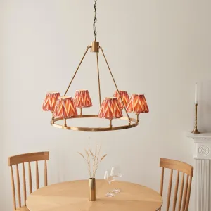Chester Large Brass Ceiling Pendant Light With Orange Zigzag16cm Shades flush mount ceiling fixture