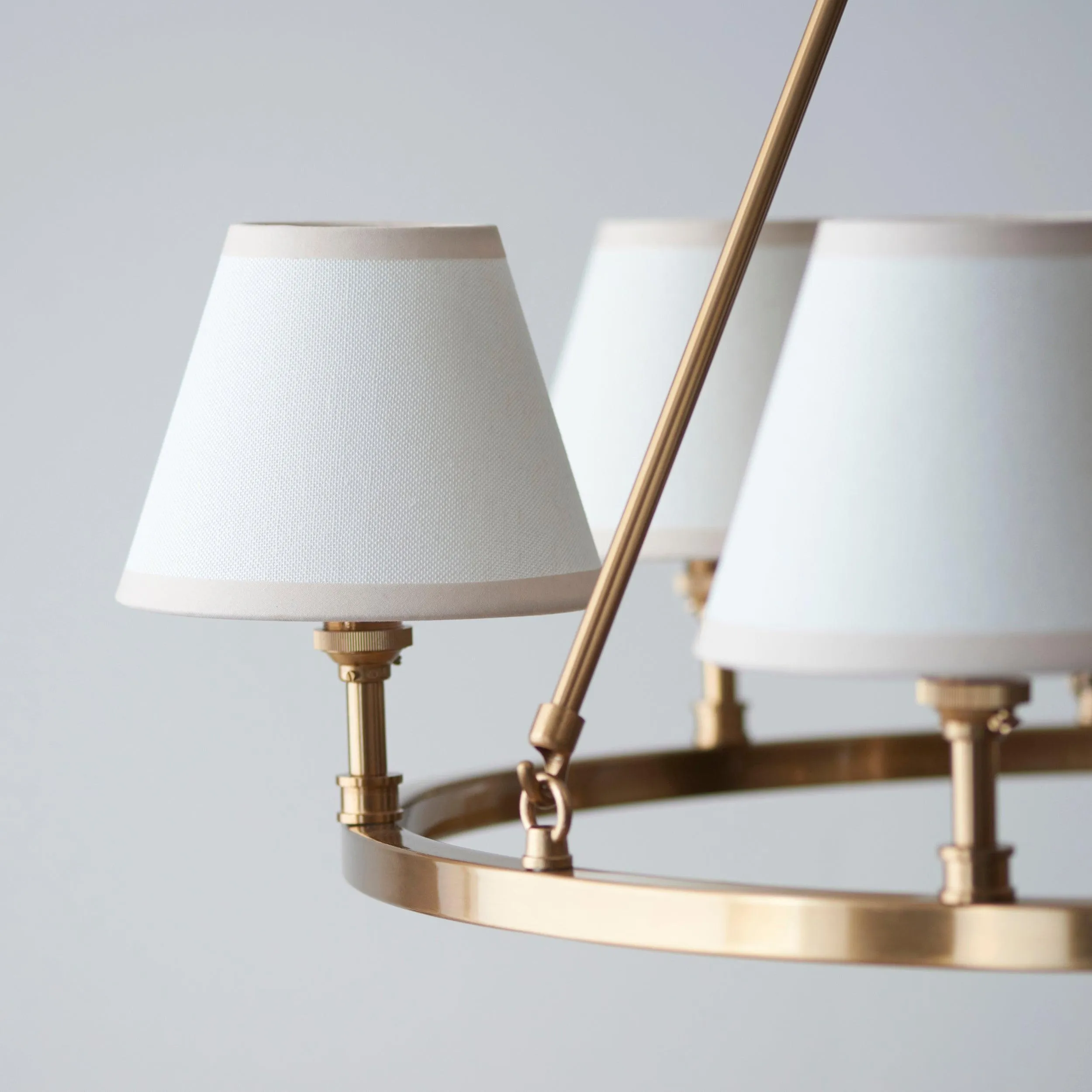 Chester Large Brass Ceiling Pendant Light With White Ivy 16cm Shades