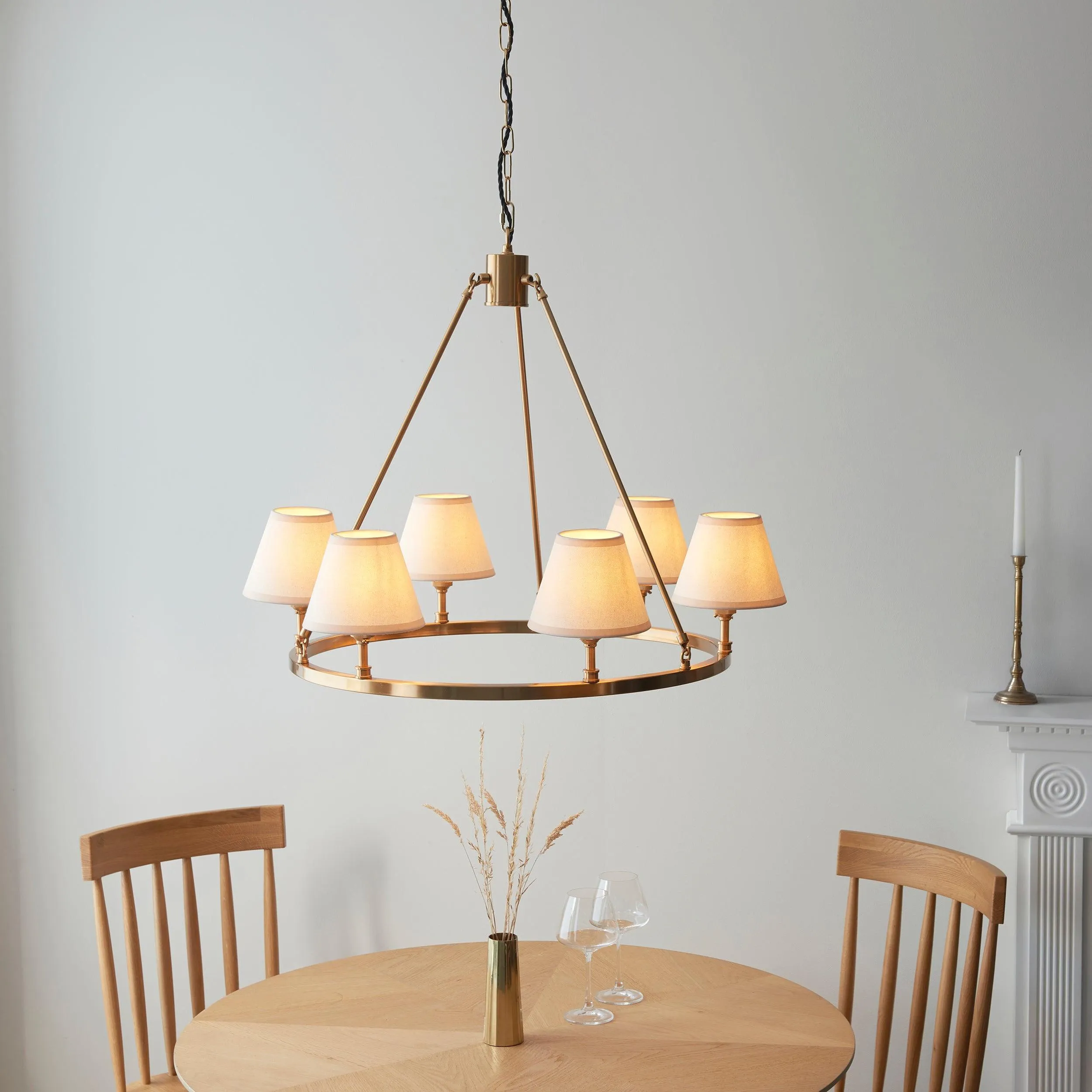 Chester Large Brass Ceiling Pendant Light With White Ivy 16cm Shades flush mount ceiling fixture
