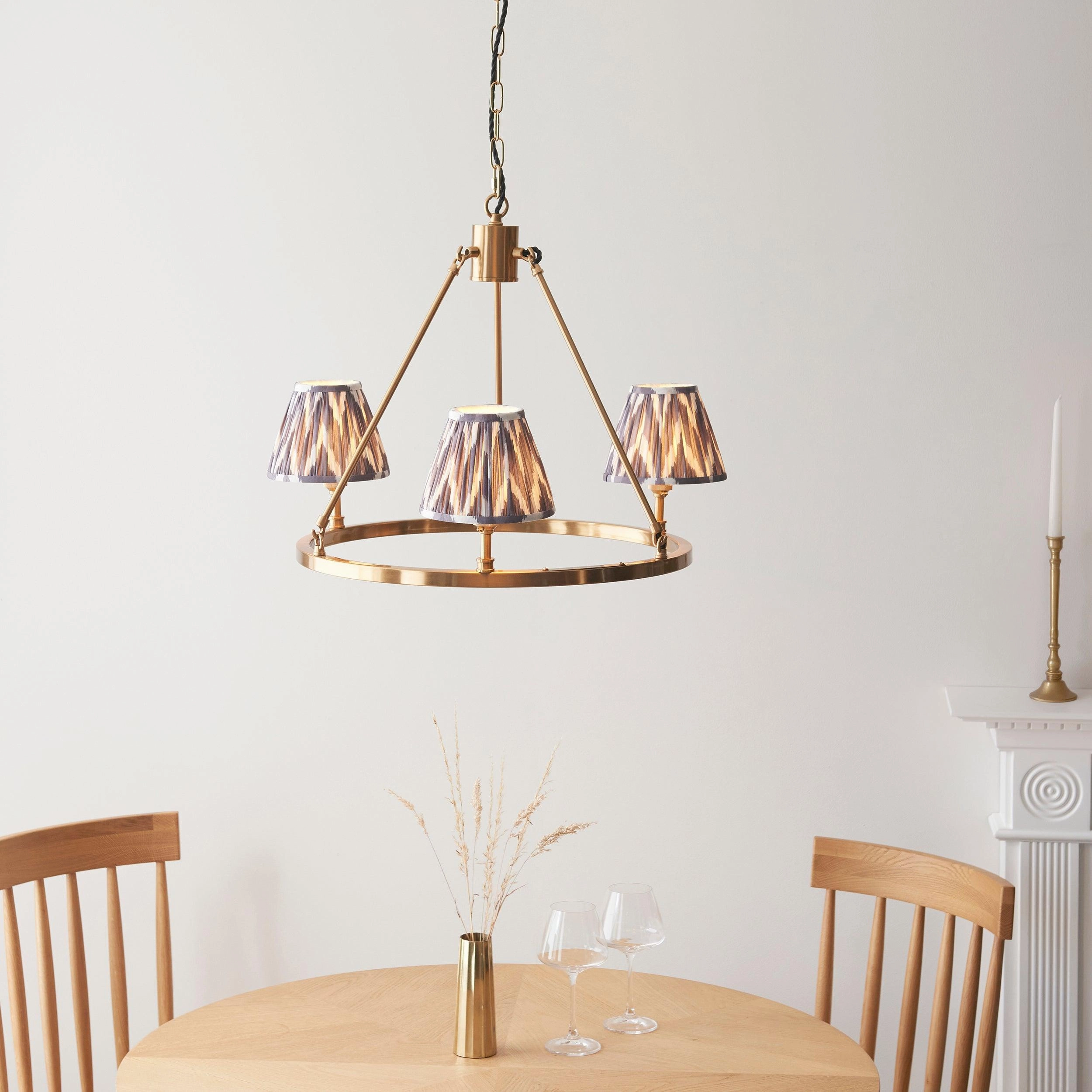 Chester Brass Ceiling Pendant Light With Grey ZIgzag 16cm Shades sleek LED ceiling lamp