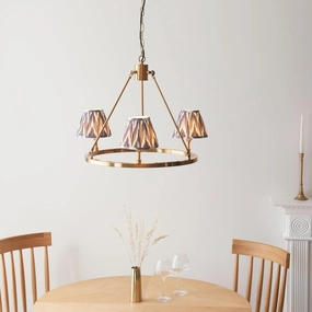 Chester Brass Ceiling Pendant Light With Grey ZIgzag 16cm Shades sleek LED ceiling lamp