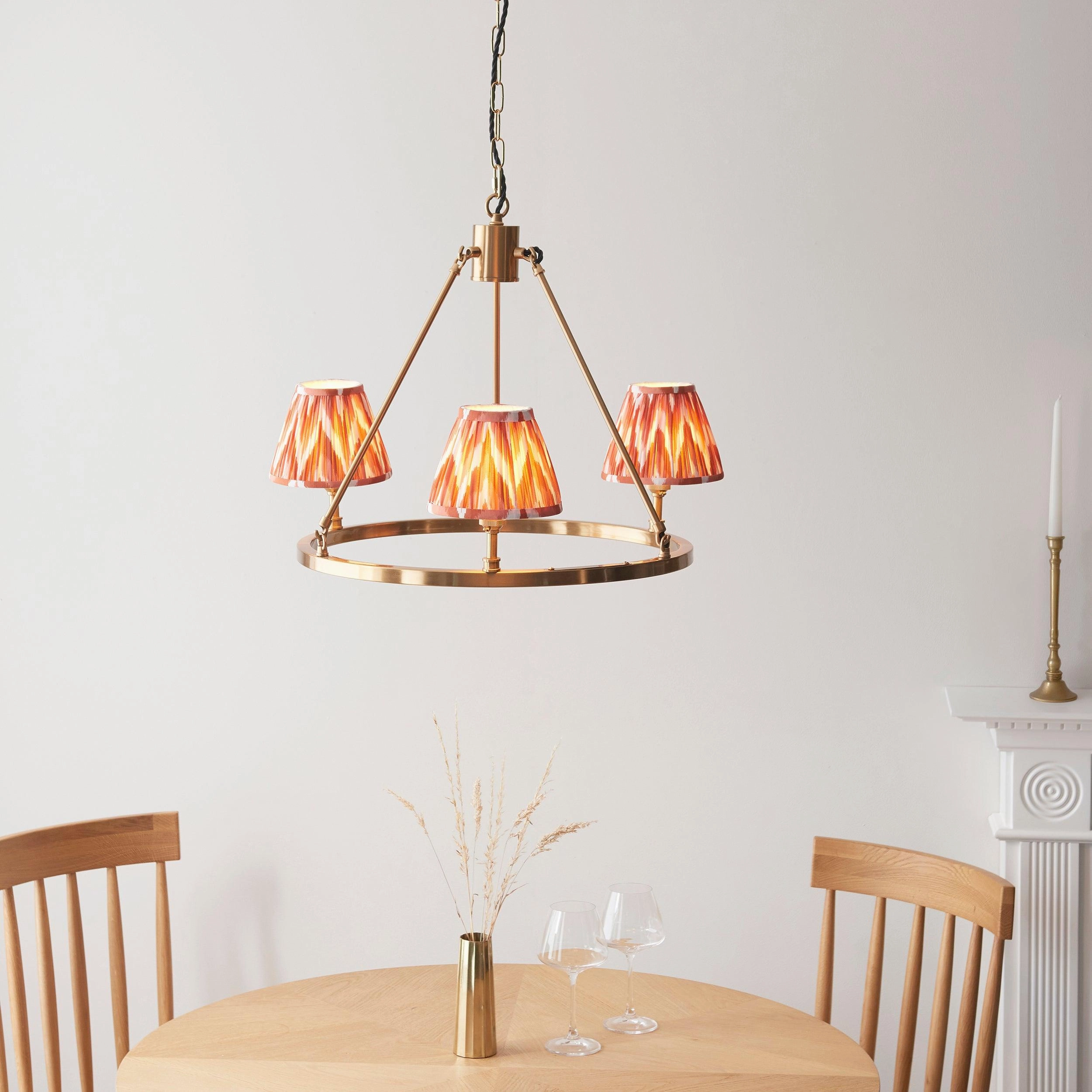 Chester Brass Ceiling Pendant Light With Orange Zigzag 16cm Shades sleek LED ceiling lamp