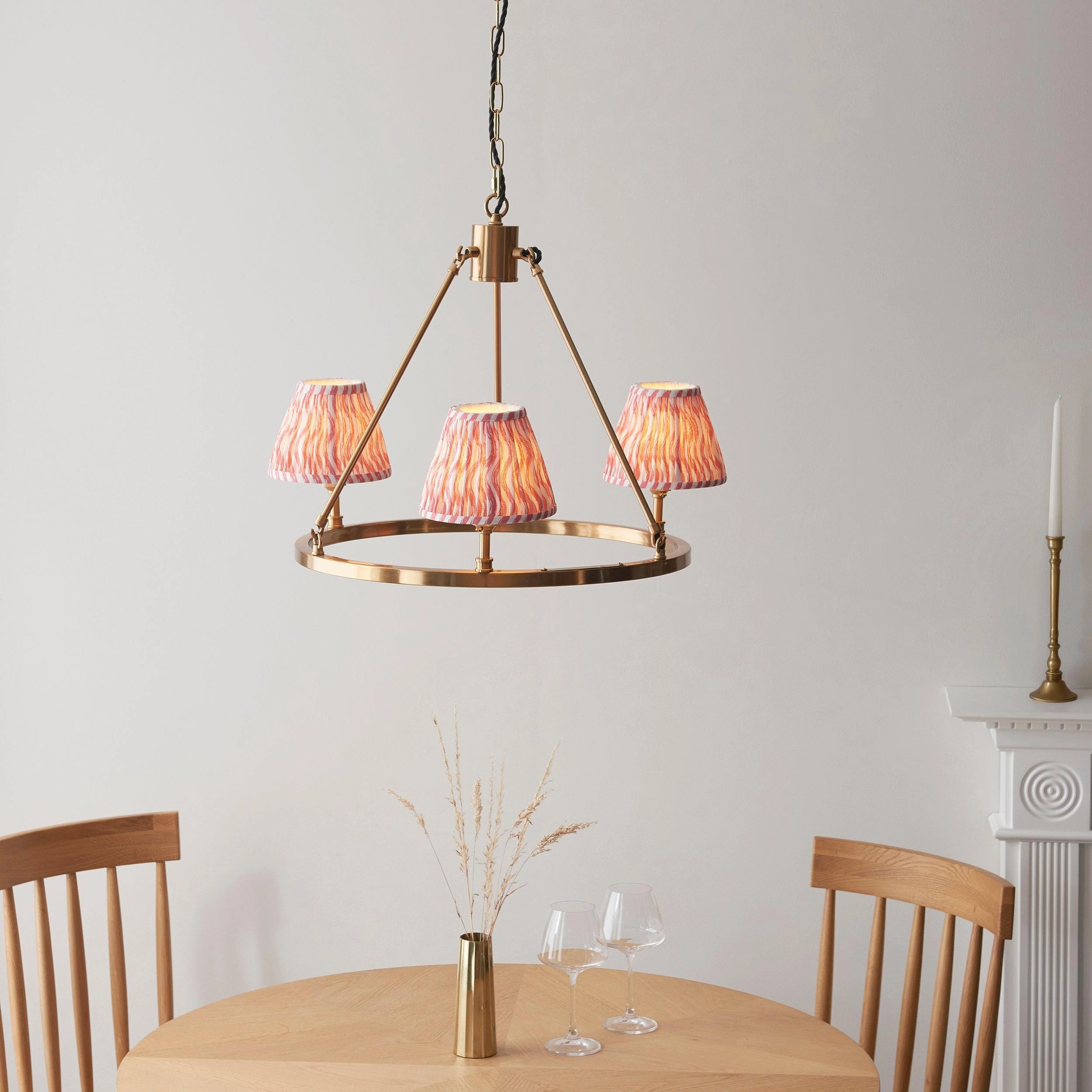 Chester Brass Ceiling Pendant Light With Pink Ripple 16cm Shades sleek LED ceiling lamp