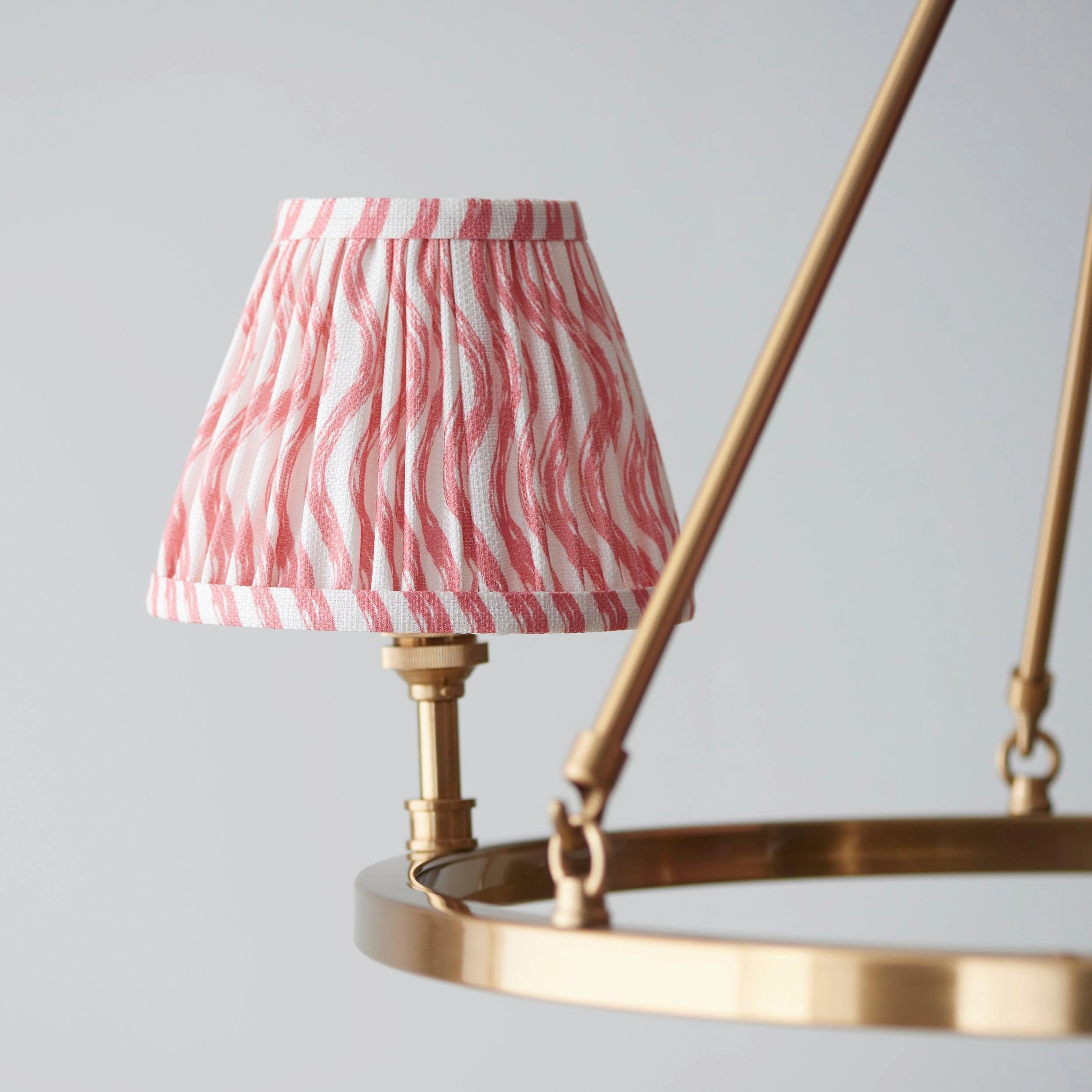 Chester Brass Ceiling Pendant Light With Pink Ripple 16cm Shades