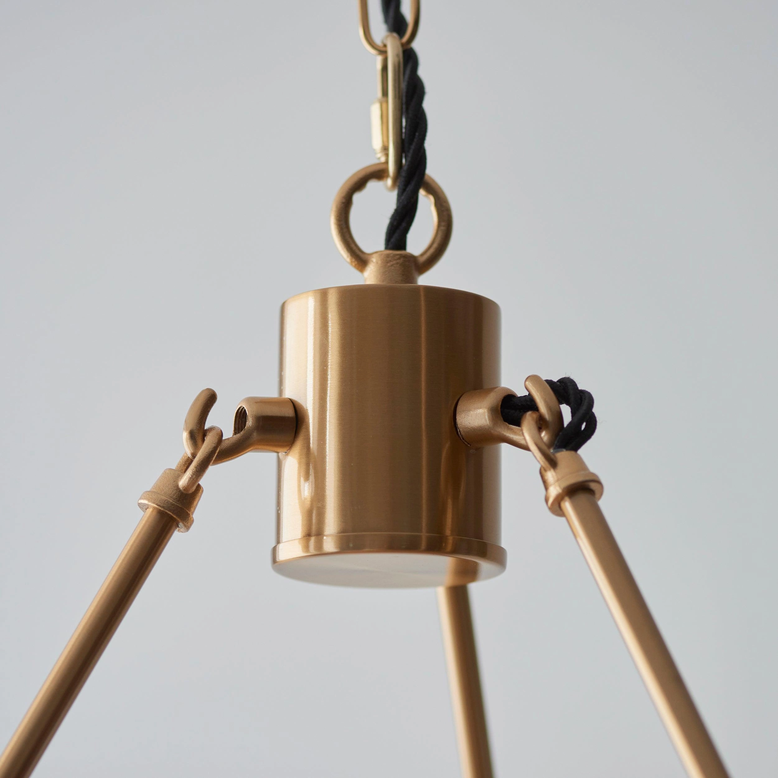 Chester Large Brass Ceiling Pendant Light With Blue Ikat 16cm Shades