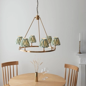 Chester Large Brass Ceiling Pendant Light With Green Zigzag 16cm Shades sleek LED ceiling lamp